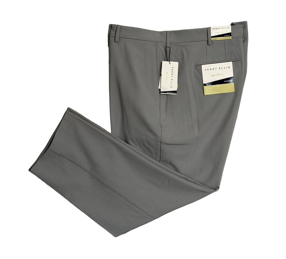 Perry Ellis Portfolio Pants Men's 44x30 Modern Fit Dress Pant Chiseled Stone NWT